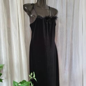 Black velvet thin strap maxi dress